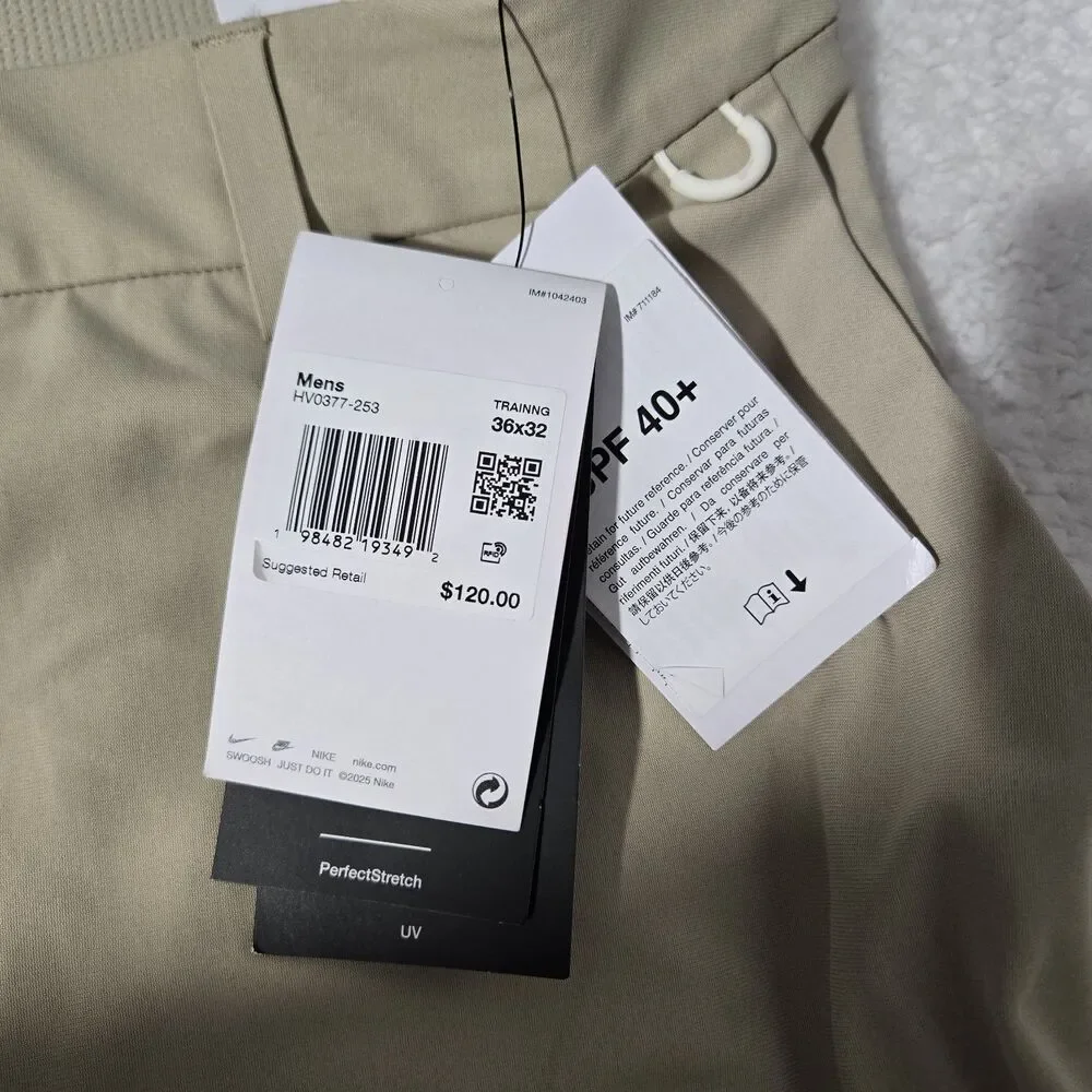 Nike 24.7 Perfect Stretch UV Loose Fit Pants Utility Khaki HV0377-253 Mens 36x32